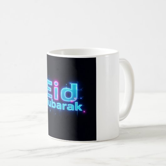 Neon Glow Eid Mubarak Kaffeetasse (VorderseiteRechts)