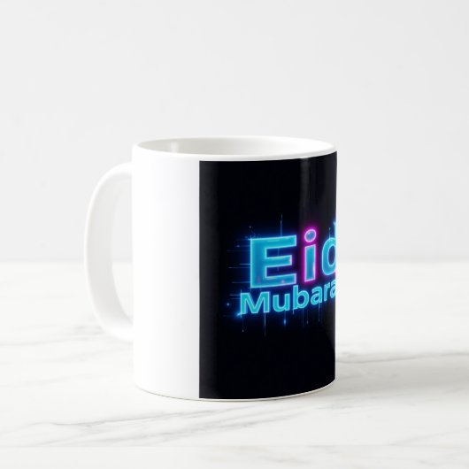 Neon Glow Eid Mubarak Kaffeetasse (Vorderseite Links)