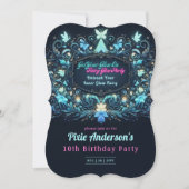 Neon Glow Fairy Party Theme - Märchen nach Dunkelh Einladung (Vorderseite)