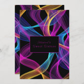 Neon Glow, farbige, fliegende Ribbons Einladung (Vorne/Hinten)