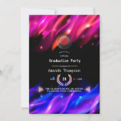 Neon Glow Flames Virtual Graduation Party Einladung (Vorderseite)