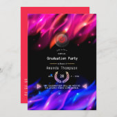 Neon Glow Flames Virtual Graduation Party Einladung (Vorne/Hinten)