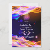 Neon Glow Flames Virtual Graduation Party Einladung (Vorderseite)