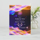 Neon Glow Flames Virtual Graduation Party Einladung (Stehend Vorderseite)