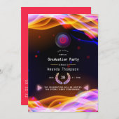 Neon Glow Flames Virtual Graduation Party Einladung (Vorne/Hinten)