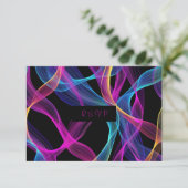 Neon Glow, Flowy Ribbons RSVP Karte (Stehend Vorderseite)