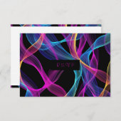 Neon Glow, Flowy Ribbons RSVP Karte (Vorne/Hinten)