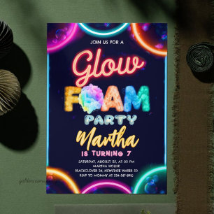 Neon-Glow-Foam-Party-Geburtstag - Farbige Blasen l Einladung