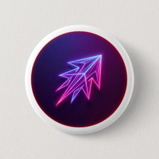 Neon Glow Futuristic Rocket Icon Button (Vorderseite)