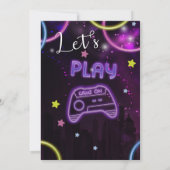 Neon Glow Gaming Einladung zum Geburtstag (Rückseite)