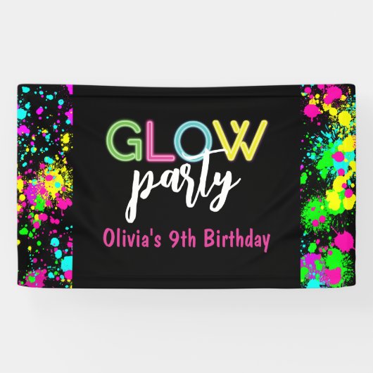 Neon Glow Geburtstagsparty Banner (Horizontal)