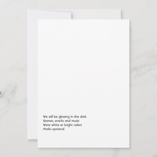 Neon Glow Geburtstagsparty Einladung (Rückseite)