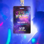 Neon Glow Geburtstagsparty VIP-Einladung Ausweis<br><div class="desc">Trendy Neon leuchten in der dunkelrosa blauen neo lebhaften bunten Party Lanyard Einladung mit VIP Pass für Teens.</div>