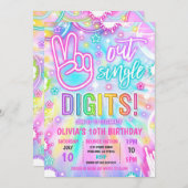 Neon Glow Gefärbte Krawatte Peace Out Single Diges Einladung (Vorne/Hinten)