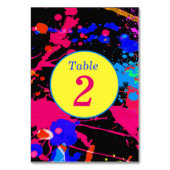 Neon Glow, Gelb Pink Lila Paint Spritzer, Tischnummer (Vorderseite)
