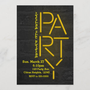 Neon Glow gelbe PARTY-Ziegelwand städtische Einlad Einladung