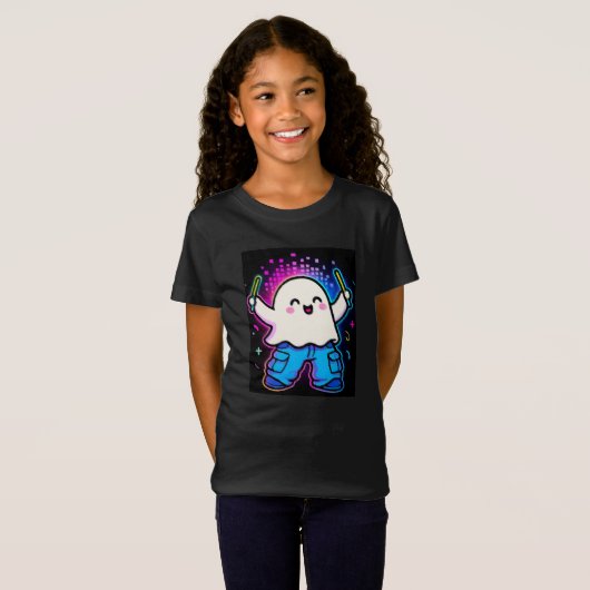 Neon Glow Ghost Kids-Kostüm T-Shirt (Vorne ganz)