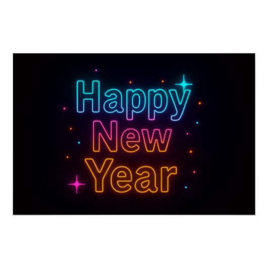 Neon Glow Gradient Typography Party Vibes Cool Poster (Vorderseite)