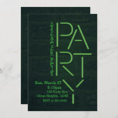 Neon Glow Green PARTY Brick Wall - Einladung (Vorne/Hinten)