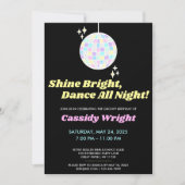 Neon Glow Groovy Disco Einladung (Vorderseite)