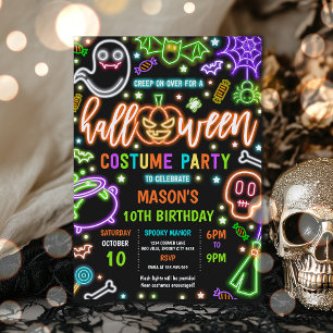 Neon Glow Halloween Party Einladung