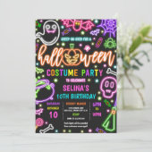 Neon Glow Halloween Party Einladung (Stehend Vorderseite)