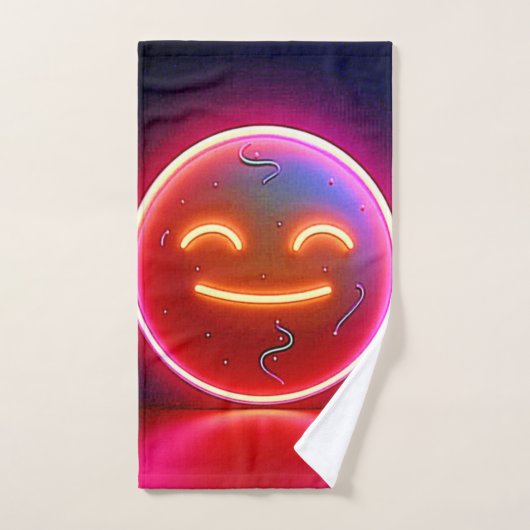 Neon Glow Happy Face Art Badhandtuch Set (Handtuch)