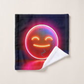 Neon Glow Happy Face Art Badhandtuch Set (Waschlappen)