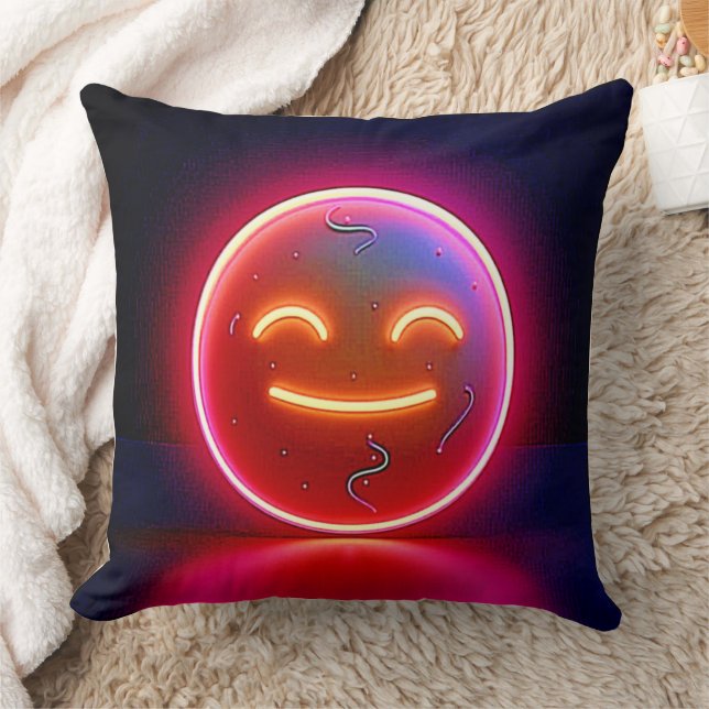 Neon Glow Happy Face Art Kissen (Decke)