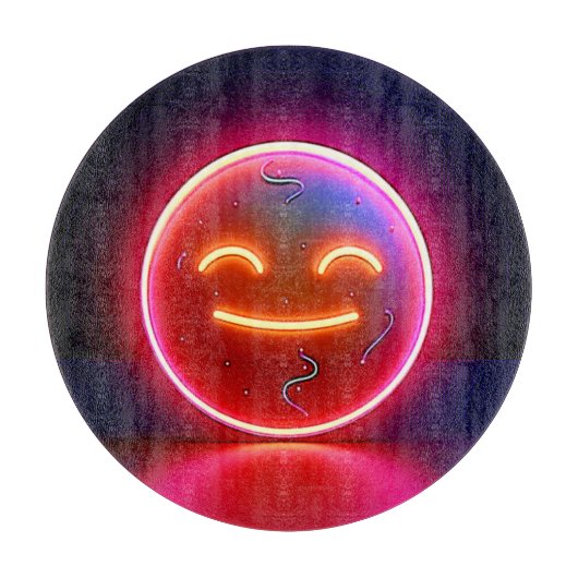 Neon Glow Happy Face Art Schneidebrett (Vorderseite)