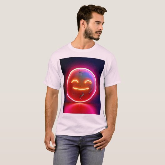 Neon Glow Happy Face Art T-Shirt (Vorne ganz)