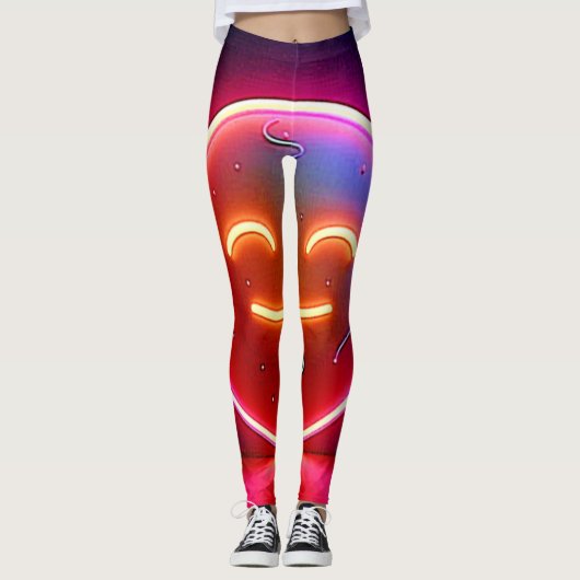 Neon-Glow-Happy-Face-Kunst Leggings (Vorderseite)