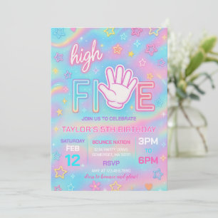 Neon Glow High Five Geburtstagsparty Einladung