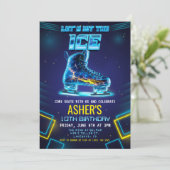 Neon Glow Ice Skaten zum Geburtstag Einladung (Stehend Vorderseite)