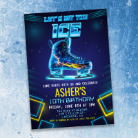 Neon Glow Ice Skaten zum Geburtstag Einladung