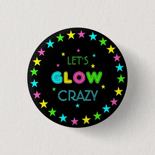 Neon Glow im Dunkelschwarzen Kindergeburtstag Button (Vorderseite)