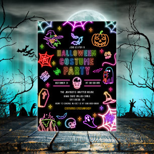 Neon Glow im dunklen Halloween-Kostüm-Party Einladung