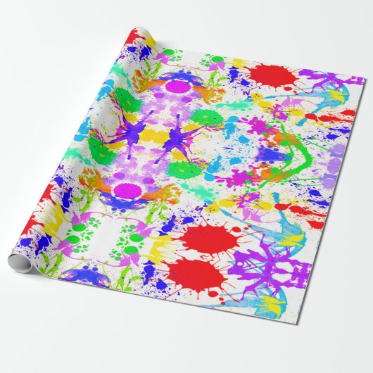 Neon Glow im dunklen Paint-Spritzer Geschenkpapier (Ungerollt)