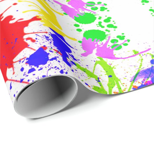 Neon Glow im dunklen Paint-Spritzer Geschenkpapier (Rolleneckpunkt)