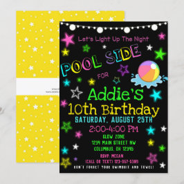 Neon Glow in Dark Pool Party Einladung