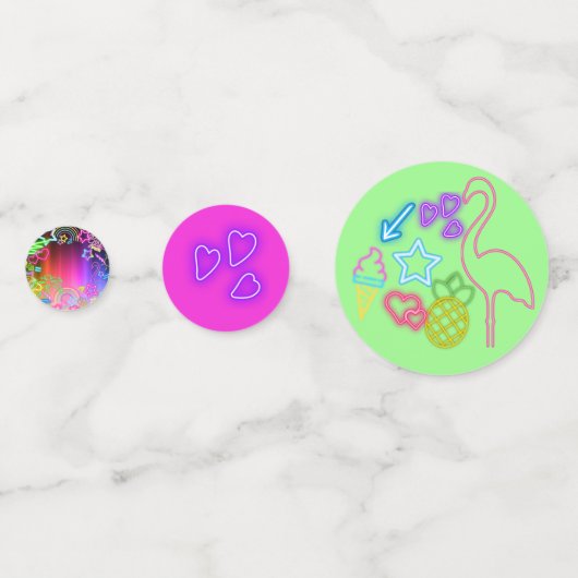 Neon Glow in Dark, Rainbow Cheetah Print Konfetti (Rückseiten)