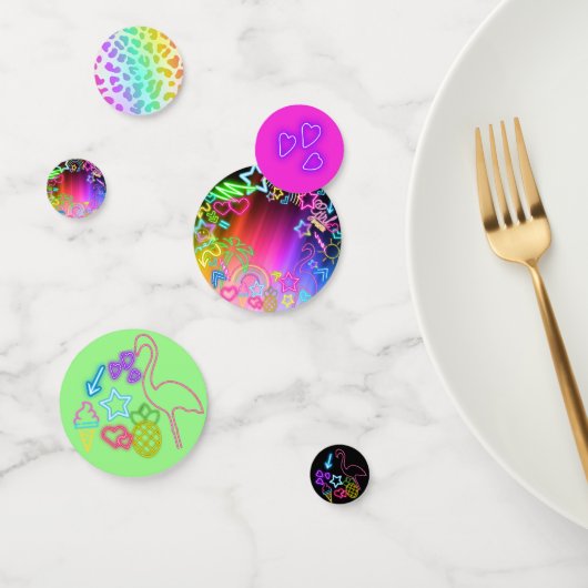 Neon Glow in Dark, Rainbow Cheetah Print Konfetti (Gruppe)