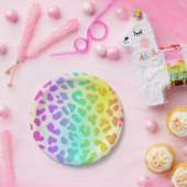 Neon Glow in Dark, Rainbow Cheetah Print Pappteller (Party)