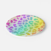 Neon Glow in Dark, Rainbow Cheetah Print Pappteller (Schrägansicht)