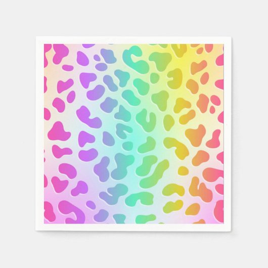 Neon Glow in Dark, Rainbow Cheetah Print Serviette (Vorderseite)