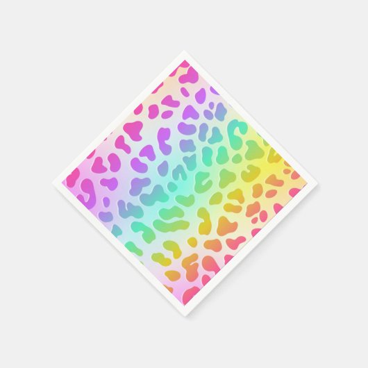 Neon Glow in Dark, Rainbow Cheetah Print Serviette (Ecke)