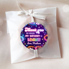 Neon Glow in der Dark Disco Girl Birthday Party Runder Aufkleber