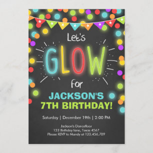 Neon Glow in der dunklen Einladung zum Geburtstag