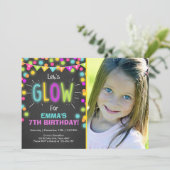 Neon Glow in der dunklen Einladung zum Geburtstag (Stehend Vorderseite)
