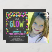 Neon Glow in der dunklen Einladung zum Geburtstag (Vorne/Hinten)